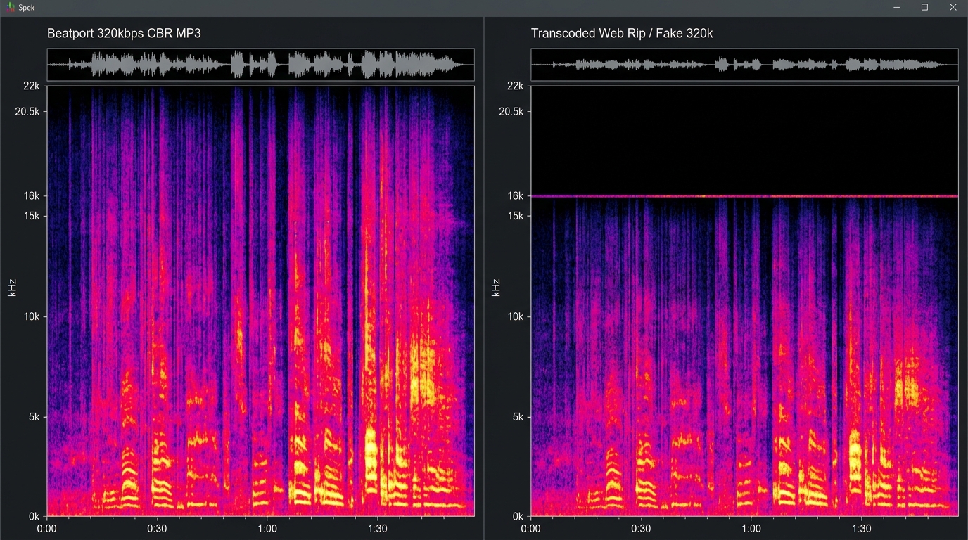 Audio frequency spectrogram comparison